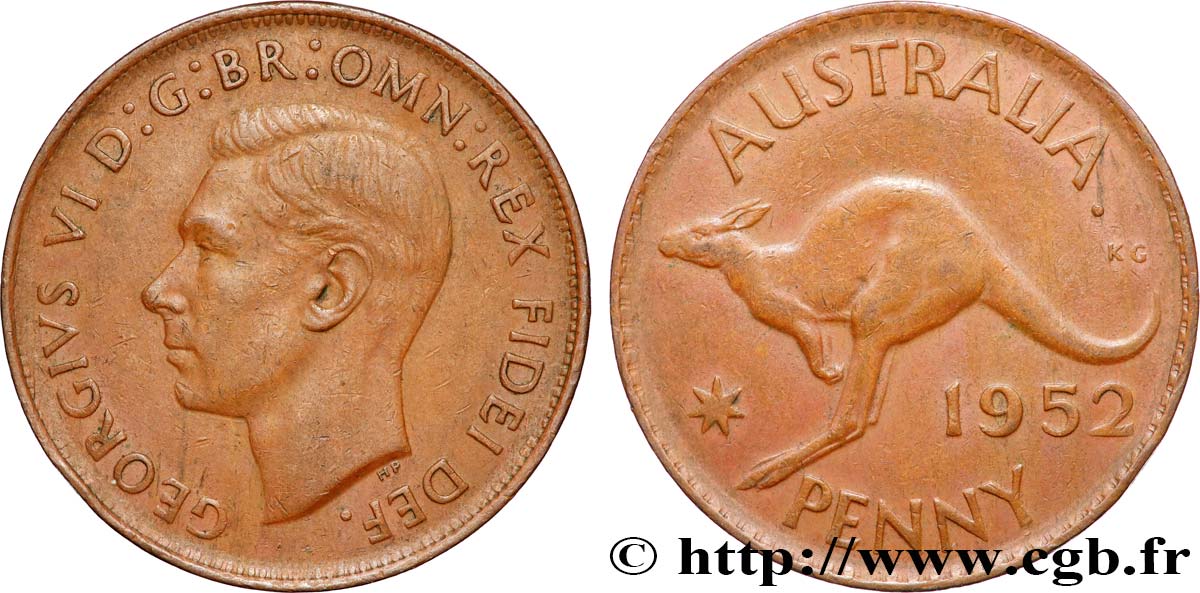 AUSTRALIA 1 Penny Georges VI 1952 Melbourne XF 