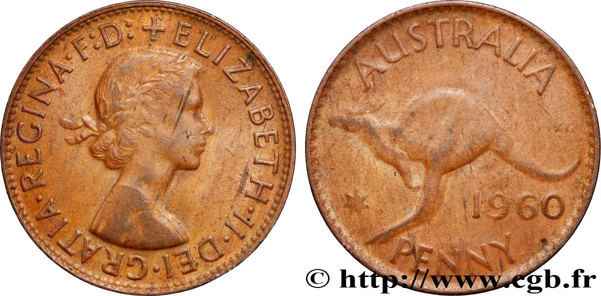 AUSTRALIA 1 Penny Élisabeth II 1960 Perth VF 