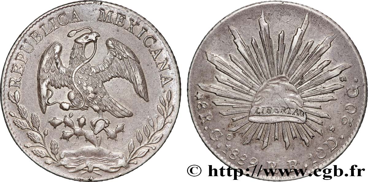 MEXIQUE 8 Reales 1889 Guanajuato  TTB+ 