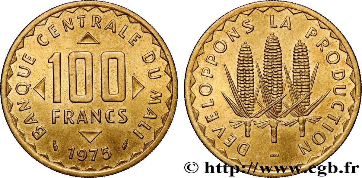 MALI 100 Francs épis de mais 1975 Paris SUP 