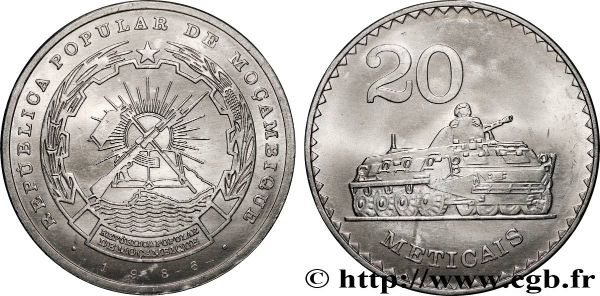 MOZAMBICO 20 Meticais République populaire du Mozambique 1986  MS 