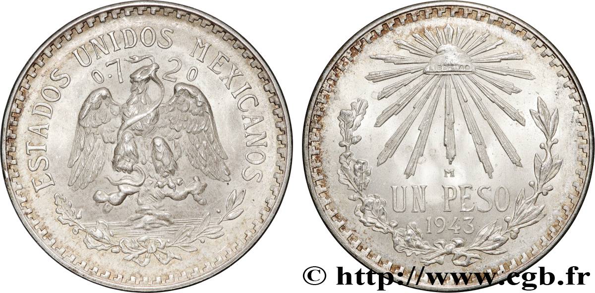 MEXIKO 1 Peso 1943 Mexico VZ 