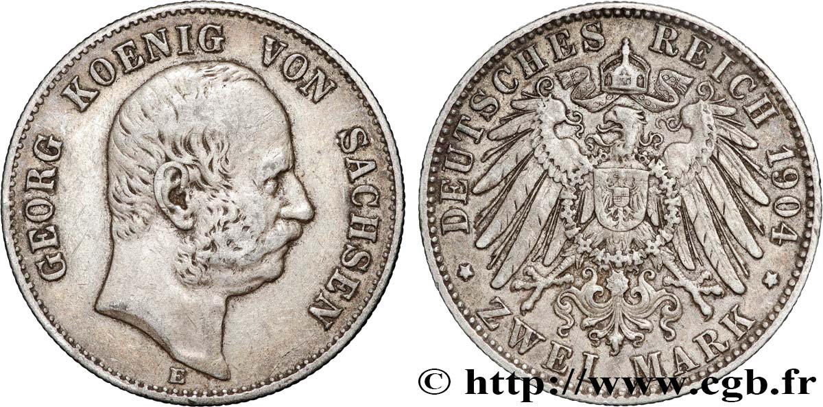 GERMANY - SAXONY 2 Mark Georges 1904 Muldenhütten XF 