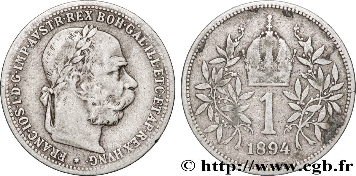 ÖSTERREICH 1 Corona François-Joseph Ier tête laurée 1894 Vienne SS 