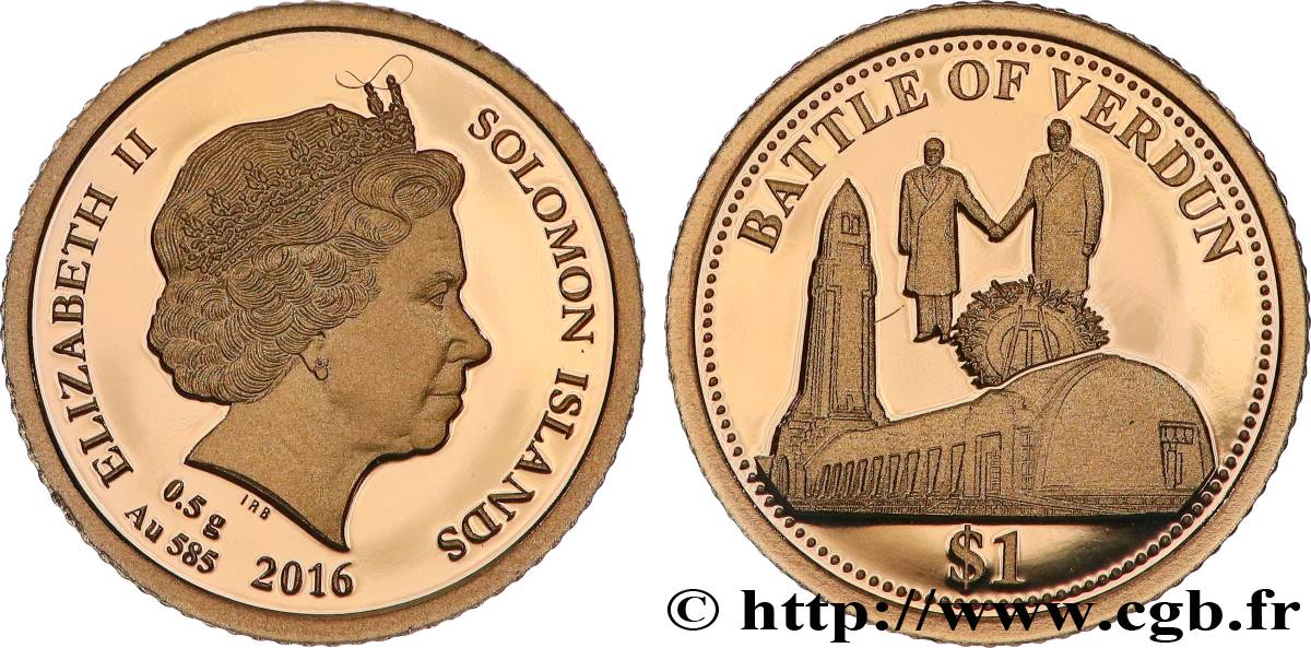 ÎLES SALOMON 1 Dollar Proof Bataille de Verdun 2016  FDC 