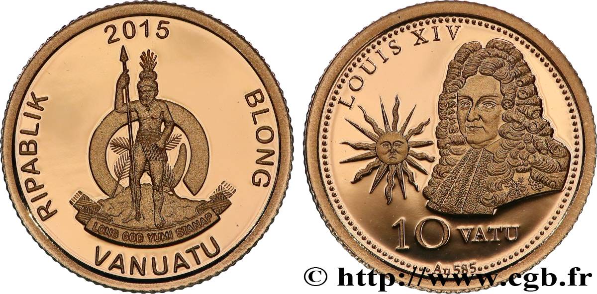 VANUATU 10 Vatu Proof Louis XIV 2015  MS 
