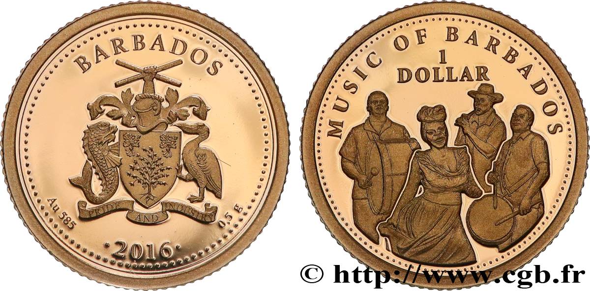 BARBADOS 1 Dollar Proof Musique 2016  MS 