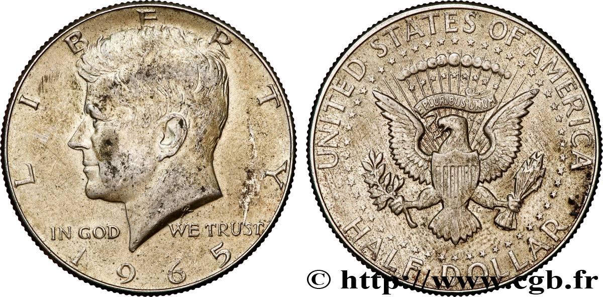 ESTADOS UNIDOS DE AMÉRICA 1/2 Dollar Kennedy 1965 Philadelphie MBC+ 