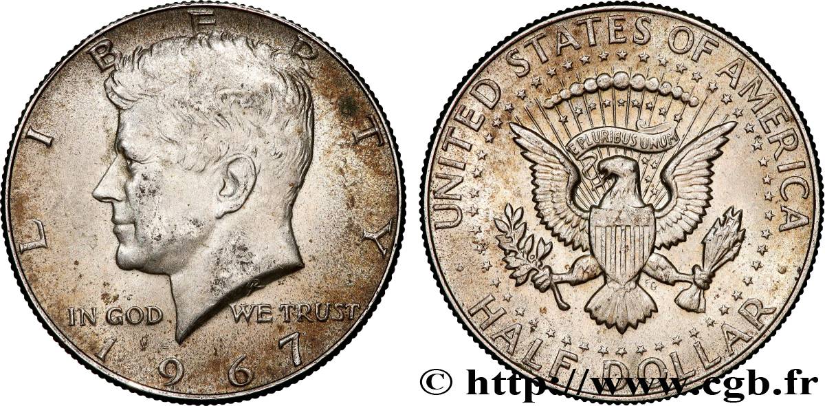 STATI UNITI D AMERICA 1/2 Dollar Kennedy 1967 Philadelphie q.SPL 