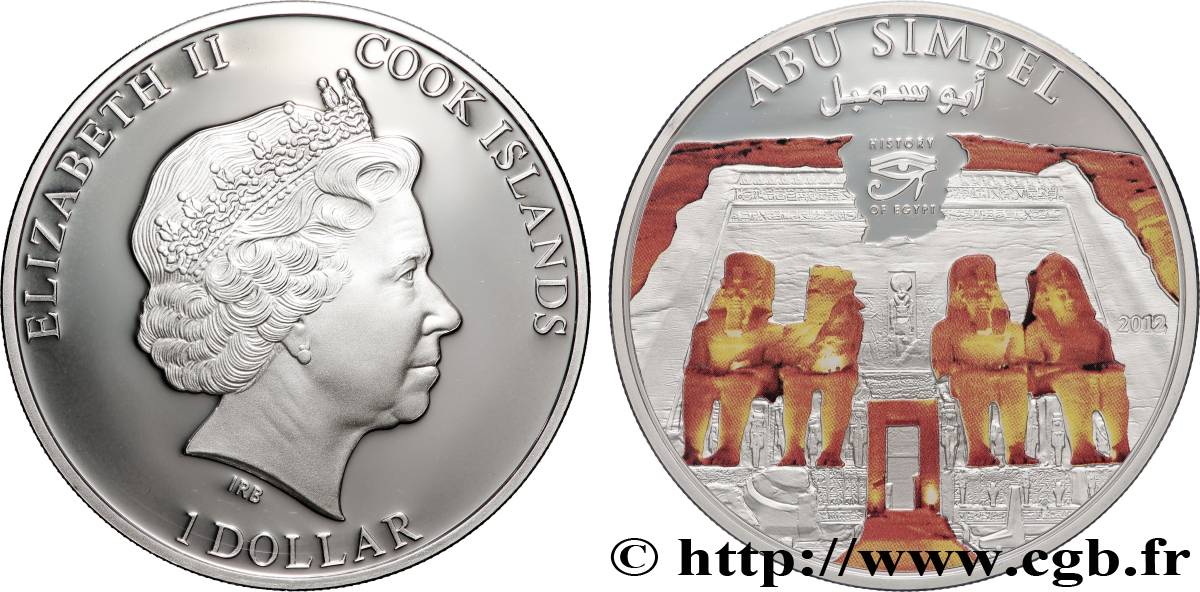 ÎLES COOK  1 Dollar Proof site égyptien d’ABu Simbel 2012  FDC 