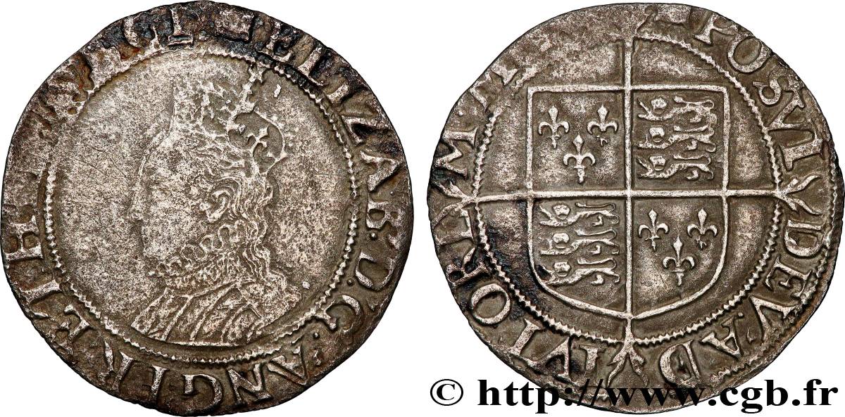 ENGLAND - KINGDOM OF ENGLAND - ELIZABETH I 1 Shilling N.D.  F/VF 