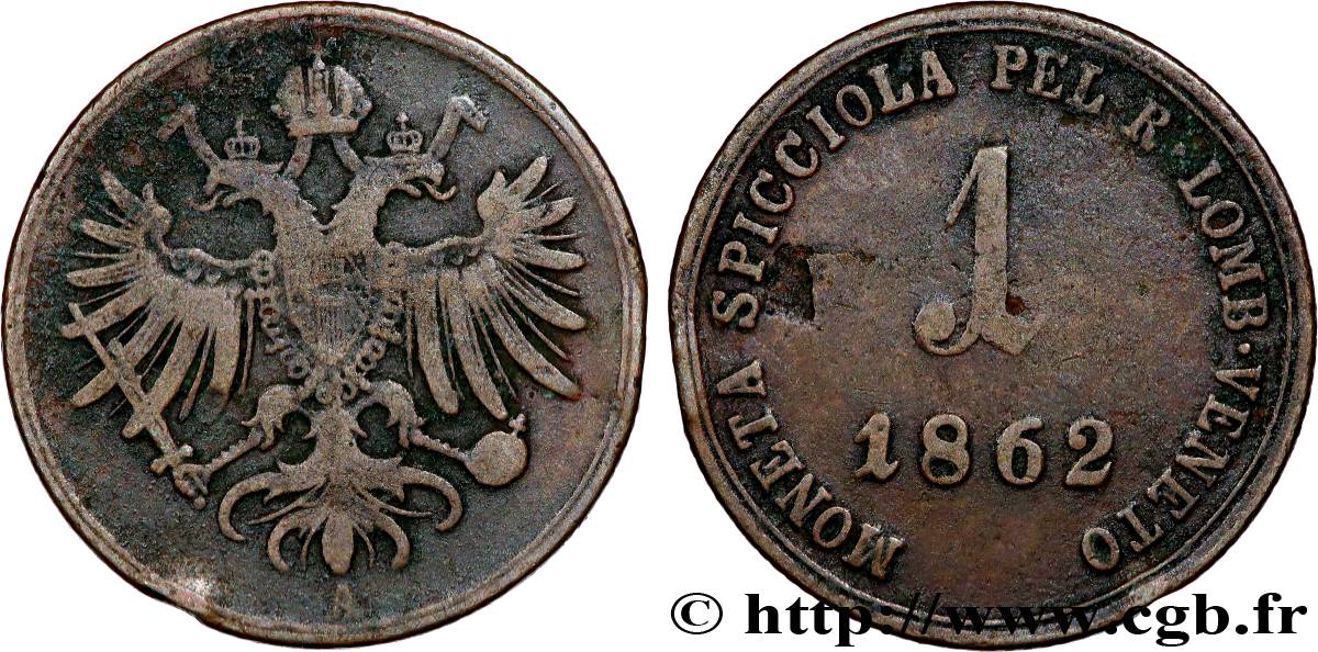 ITALIA - LOMBARDIA-VENETO 1 Soldo 1862 Vienne q.BB 