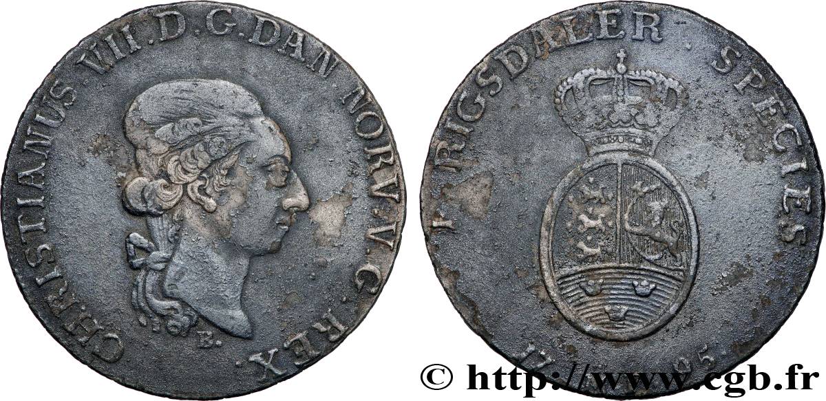 NORWAY - KINGDOM OF NORWAY - CHRISTIAN VII 1 Speciedaler  1795 Copenhague VF 