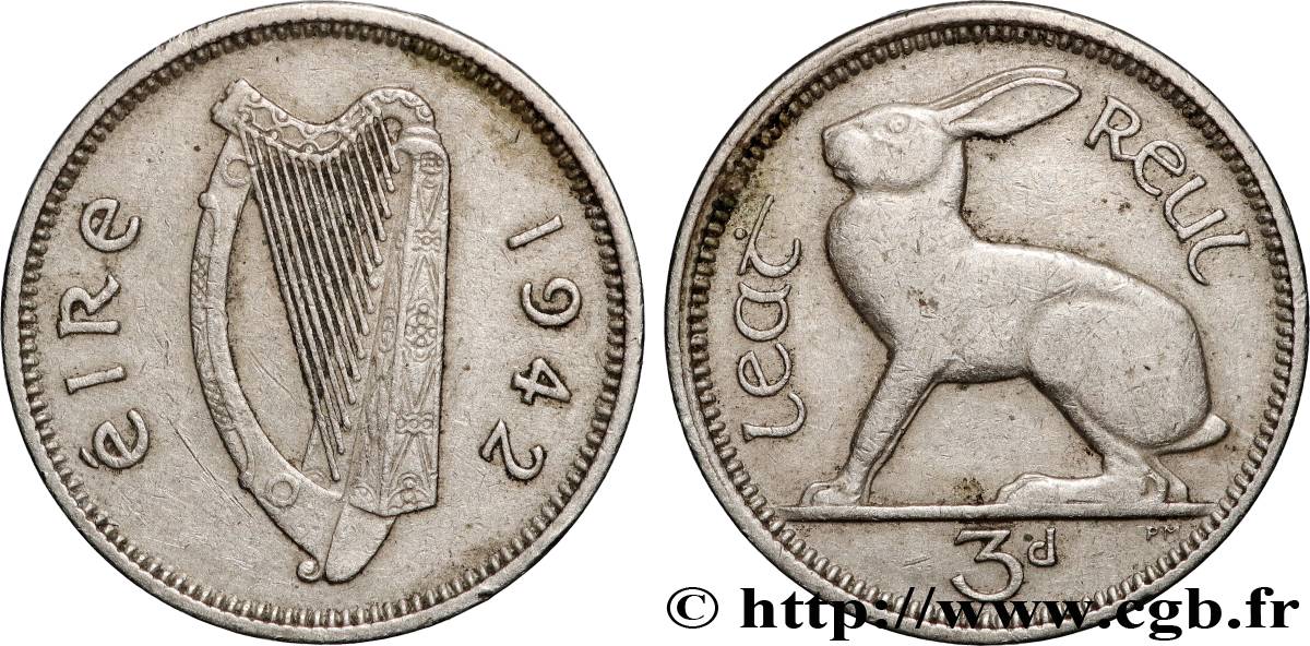 IRLANDE 3 Pingin / 1/2 Reul 1942 Londres TTB 