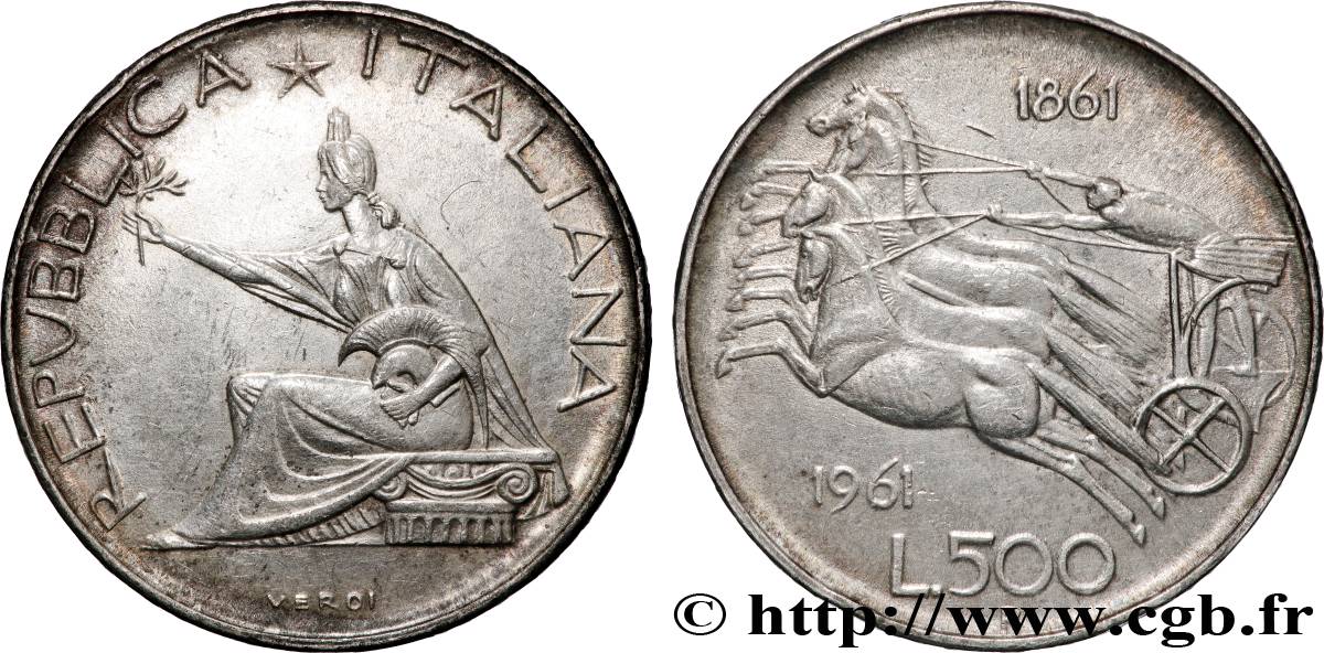 ITALIE 500 Lire Centenaire de l’Unité Italienne 1961 Rome TTB+ 