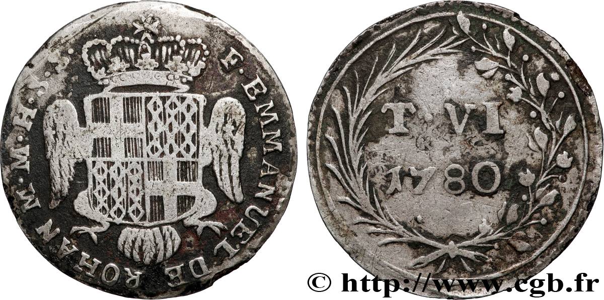 MALTA - EMMANUEL DE ROHAN 6 Tari 1780 La Valette BC+ 