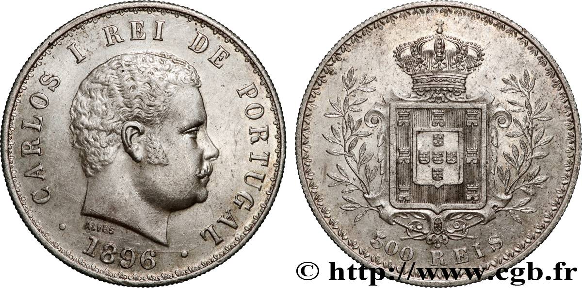 PORTUGAL - KINGDOM OF PORTUGAL - CARLOS I 500 Reis  1896  fVZ 