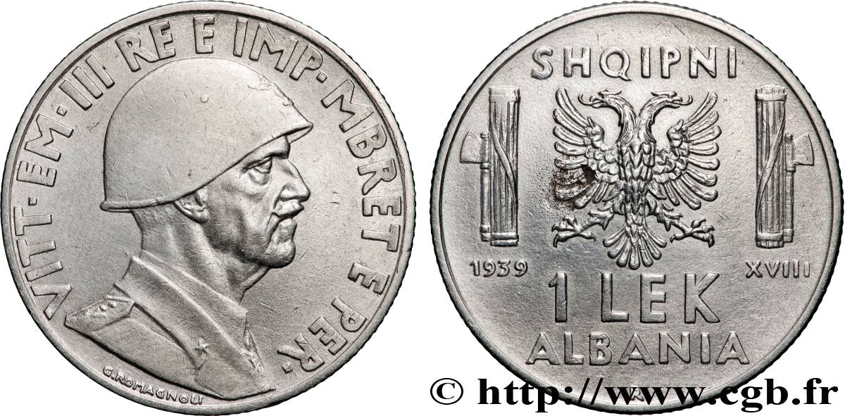 ALBANIEN 1 Lek Victor-Emmanuel III d’Italie 1939 Rome fVZ 