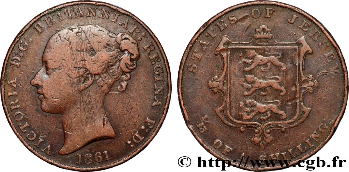 JERSEY 1/13 Shilling Victoria 1861  TB 