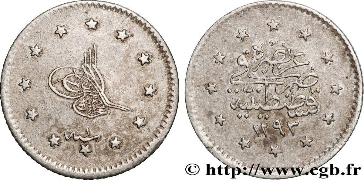 TURQUIE 1 Kurush Abdul Hamid II AH 1293 an 1 (1876) Constantinople TTB 