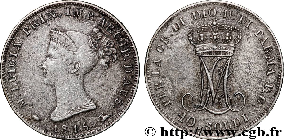 ITALY - PARMA AND PIACENZA 10 Soldi Marie-Louise 1815 Milan XF 