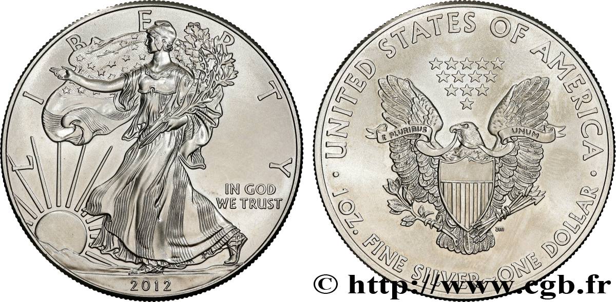 SILBER-INVESTMENT 1 Oz - 1 Dollar Silver Eagle 2012  fST 