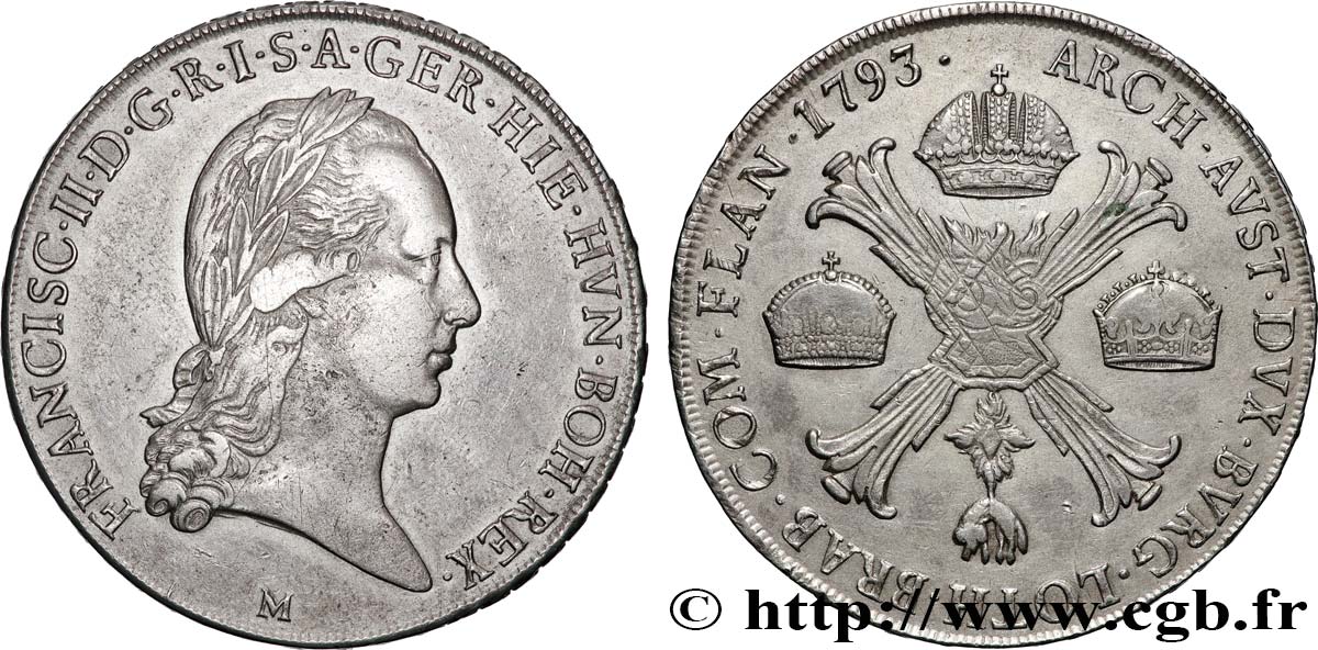 ITALY - LOMBARDY - FRANCESCO II 1 Kronenthaler  1793 Milan - M XF/AU 