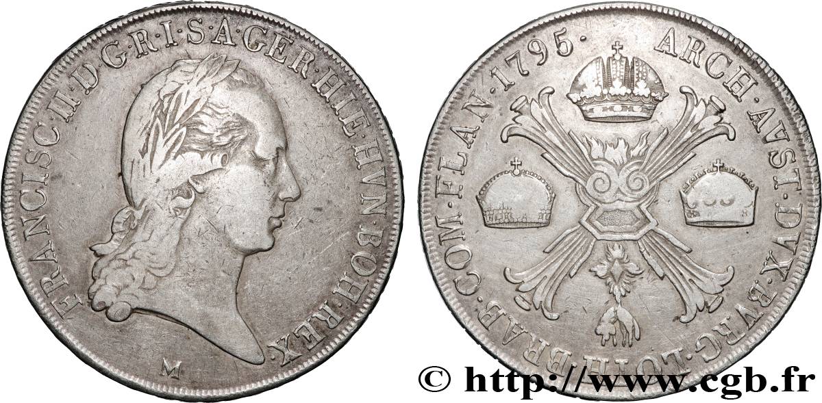 ITALY - LOMBARDY - FRANCESCO II 1 Kronenthaler  1795 Milan VF/XF 