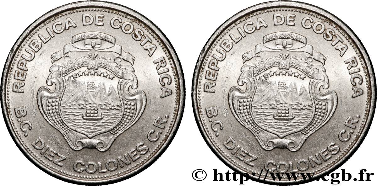 COSTA RICA 10 Colones 25e anniversaire de la Banque Centrale 1975 Vereinigte Deutsche Metallwerke, Werdohl VZ 