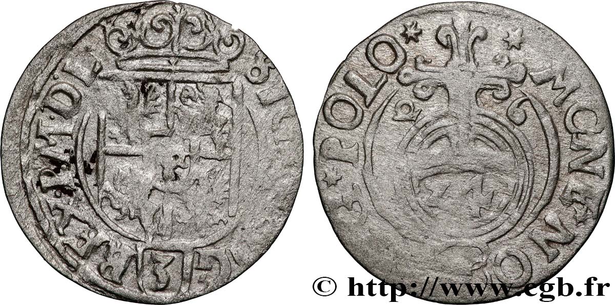 POLAND - SIGISMUND III VASA 1/24 Thaler ou poltorak koronny ou trois polker 1626 Cracovie VF 