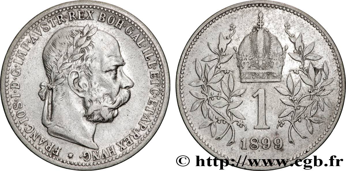 AUSTRIA 1 Corona François-Joseph Ier tête laurée 1899 Vienne BB 