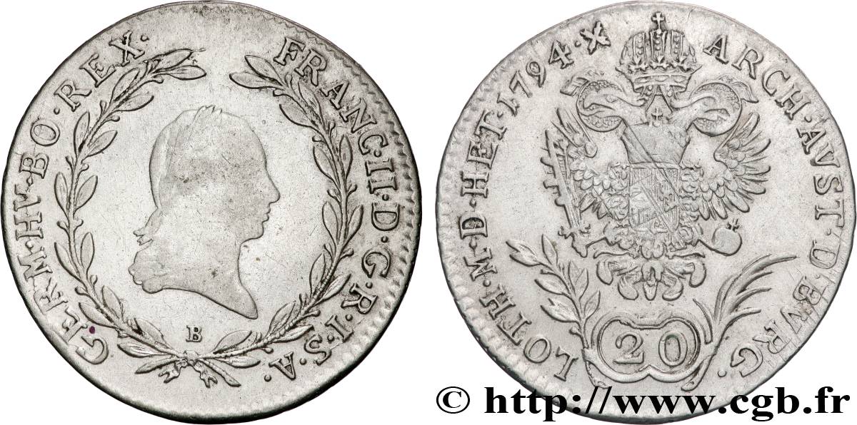 AUSTRIA 20 Kreuzer François II 1794 Karlsburg XF 