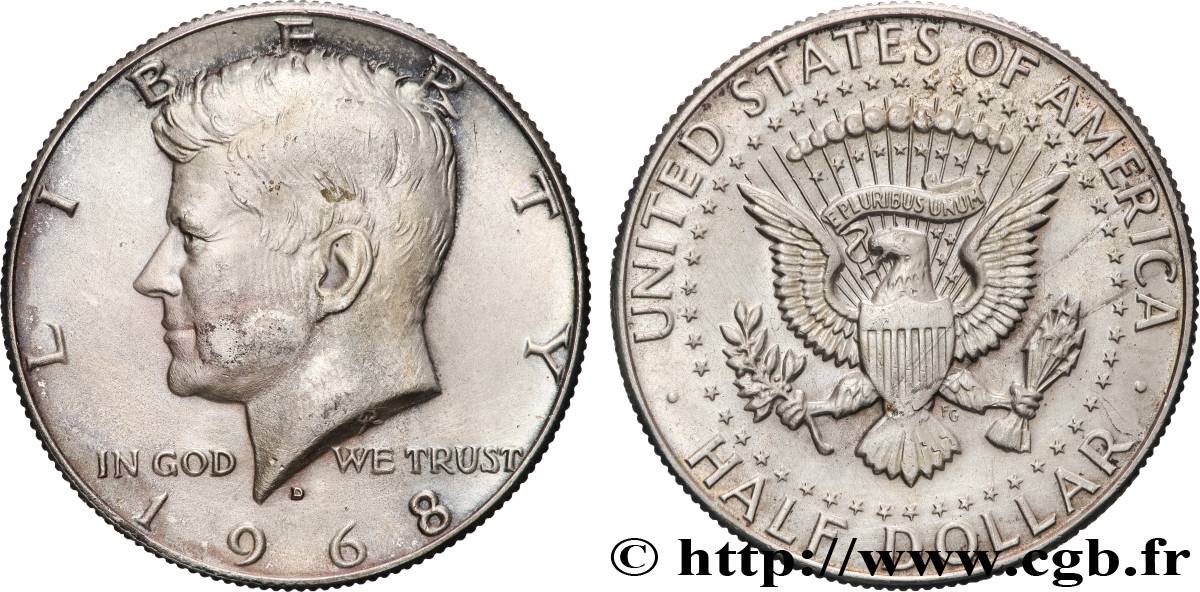 STATI UNITI D AMERICA 1/2 Dollar Kennedy 1968 Denver q.SPL 