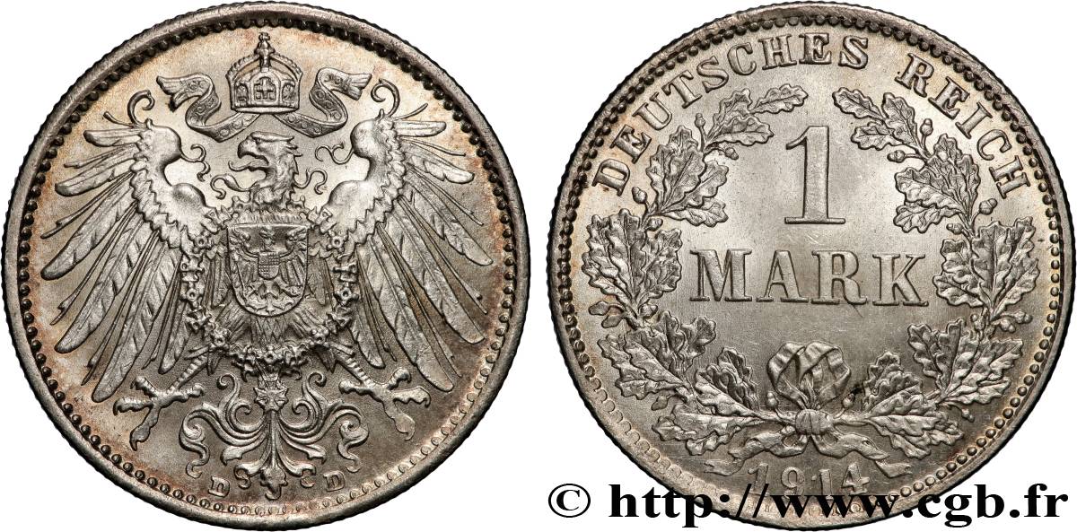 GERMANY 1 Mark Empire aigle impérial 2e type 1914 Munich MS 