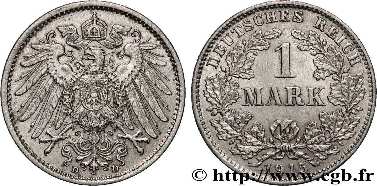 GERMANY 1 Mark Empire aigle impérial 1915 Munich AU 