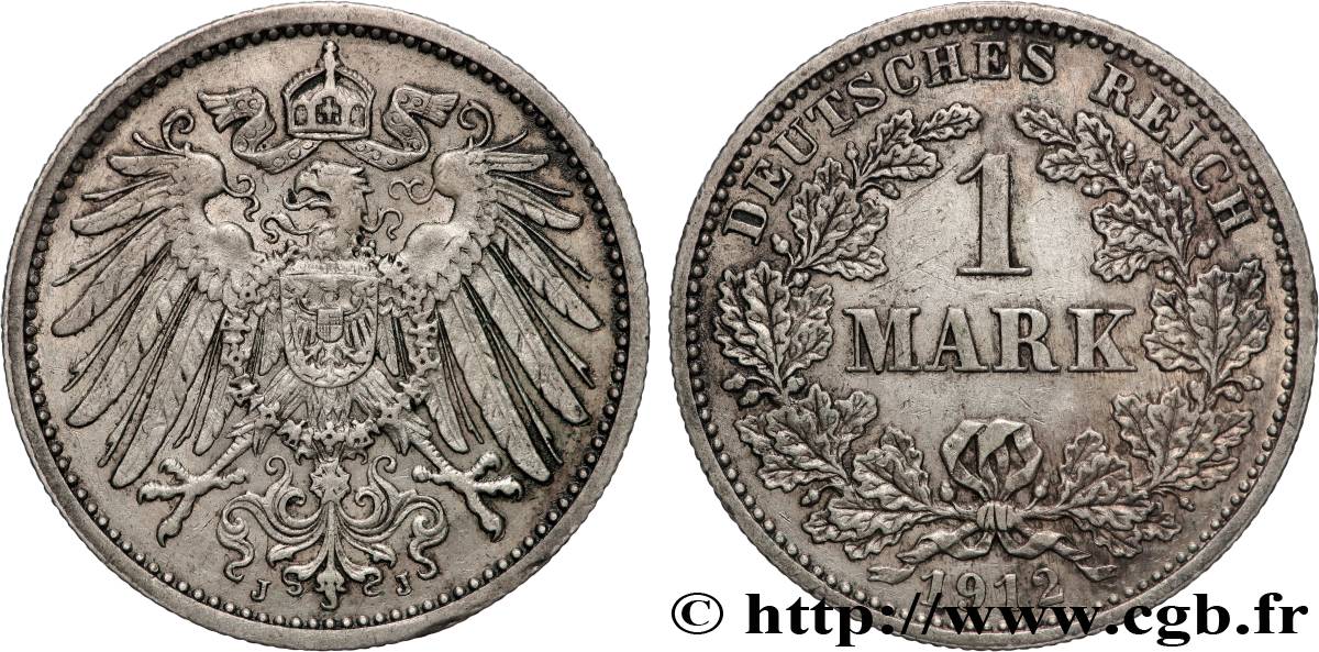 ALLEMAGNE 1 Mark Empire aigle impérial 2e type 1912 Hambourg TTB 