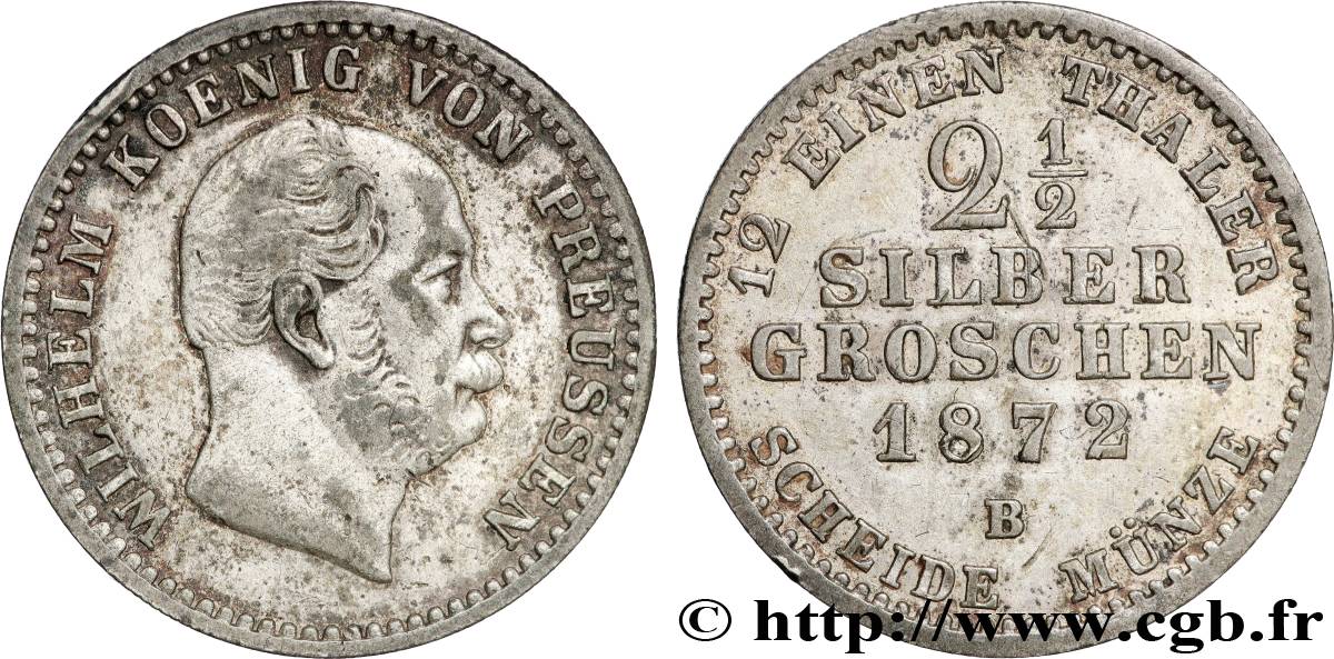 DEUTSCHLAND - PREUßEN 2 1/2 Silbergroschen Royaume de Prusse Guillaume Ier 1872 Hanovre - B SS 