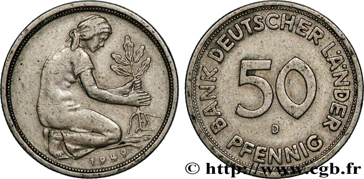 ALLEMAGNE 50 Pfennig “Bank deutscher Länder” 1949 Munich TTB 