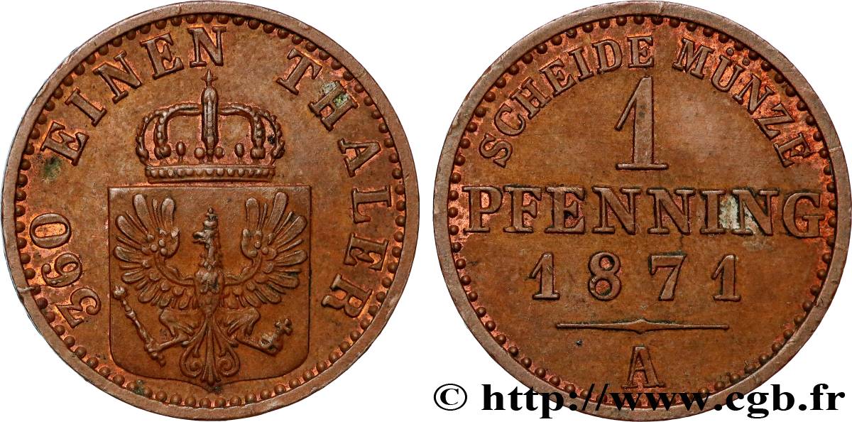 GERMANIA - PRUSSIA 1 Pfenninge 1871 Berlin SPL 