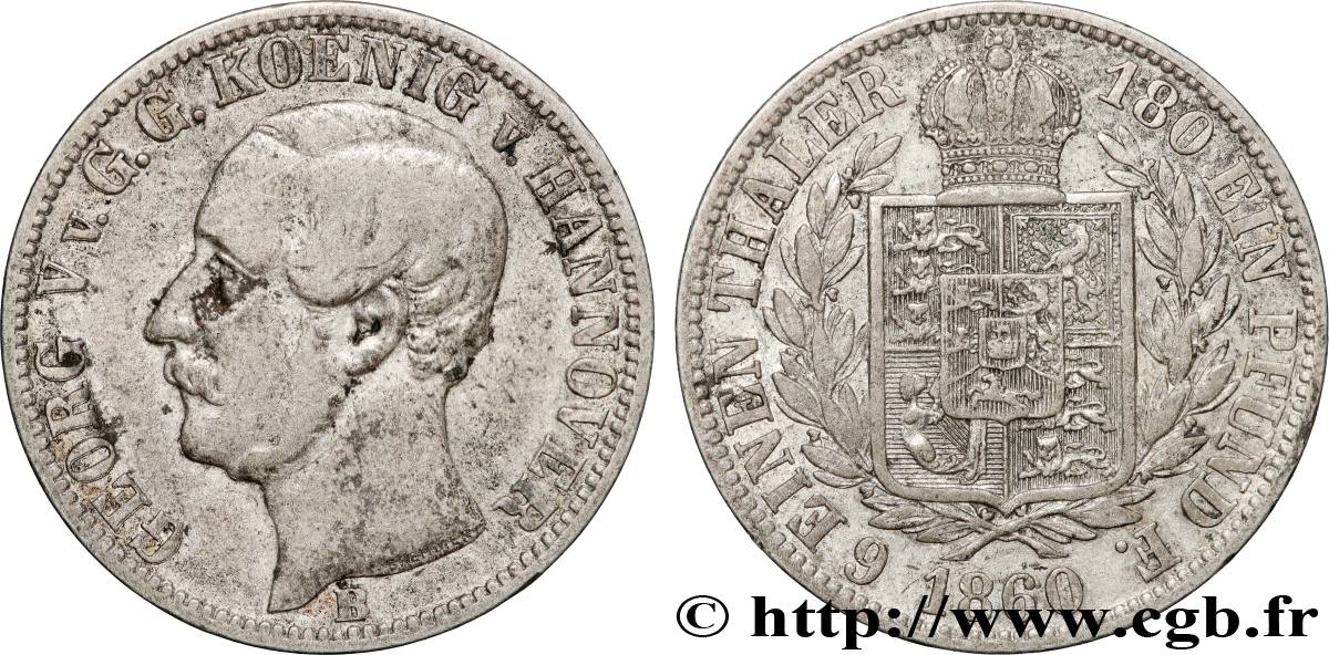 ALLEMAGNE - HANOVRE 1/6 Thaler Georges V roi de Hanovre 1860 Hanovre TTB 