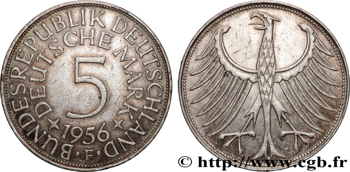 GERMANIA 5 Mark aigle 1956 Stuttgart BB 