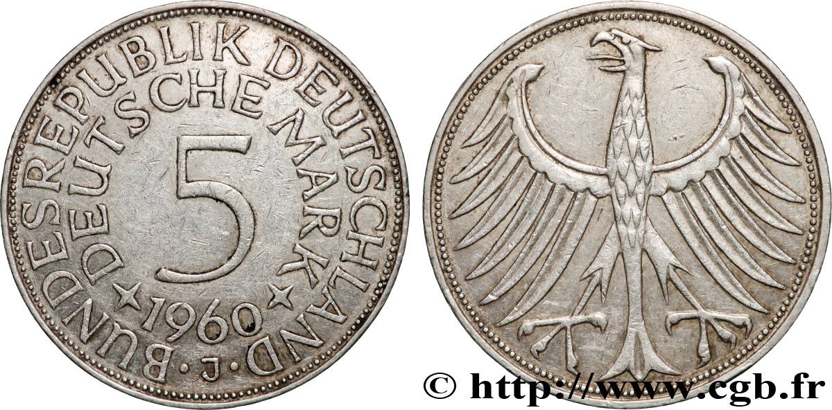 GERMANY 5 Mark aigle 1960 Hambourg AU 