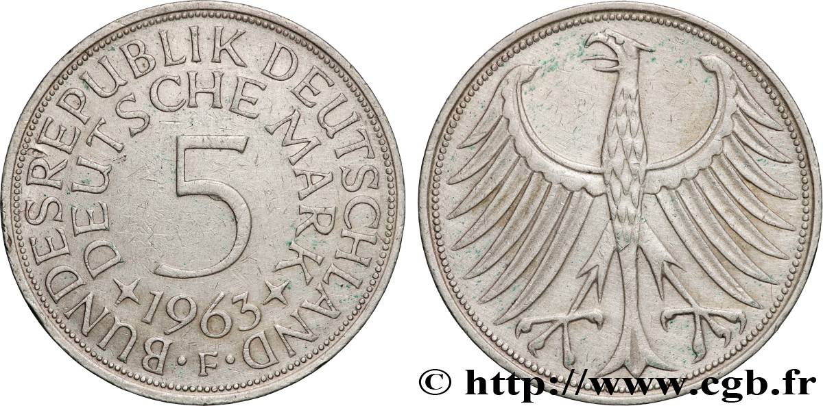 ALLEMAGNE 5 Mark aigle 1963 Stuttgart TTB+ 