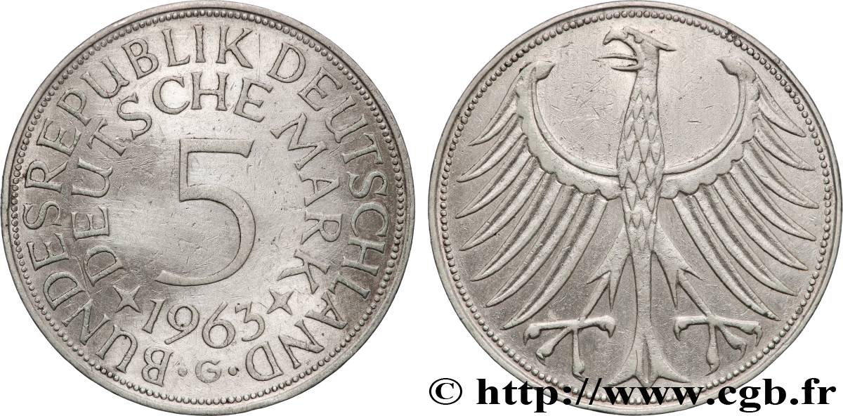 GERMANY 5 Mark aigle 1963 Karlsruhe AU 