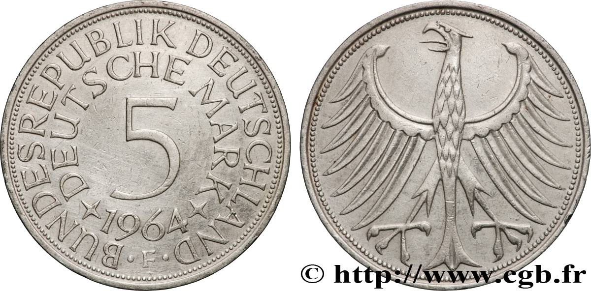 ALLEMAGNE 5 Mark aigle 1964 Stuttgart TTB+ 