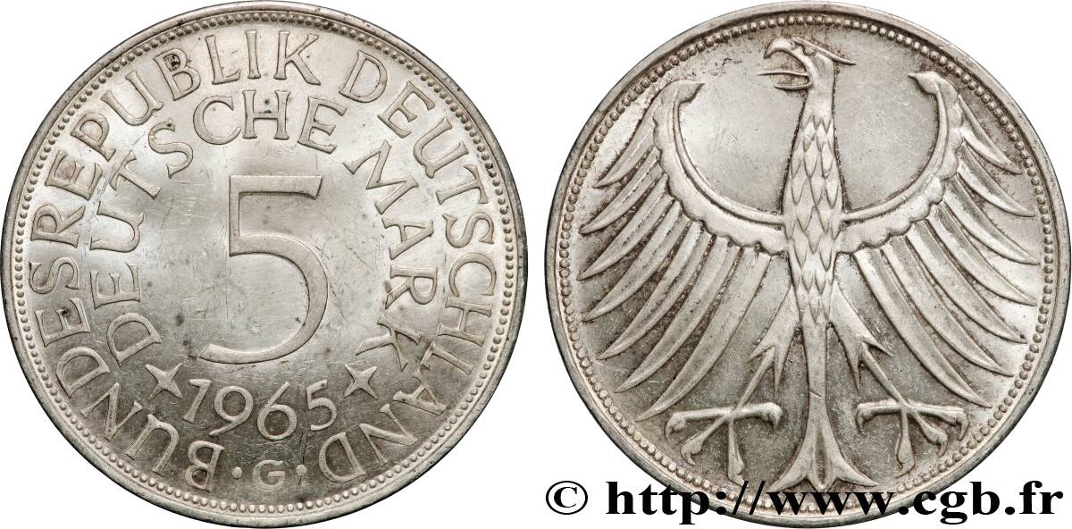 ALLEMAGNE 5 Mark aigle 1965 Karlsruhe SUP 