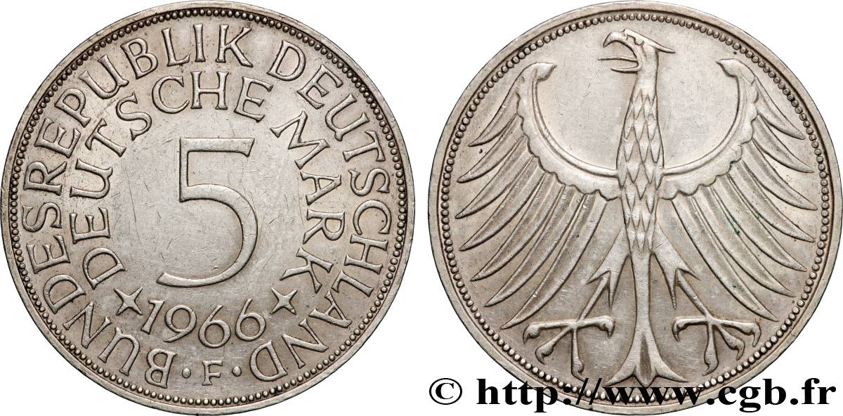 GERMANY 5 Mark aigle héraldique 1966 Stuttgart AU 