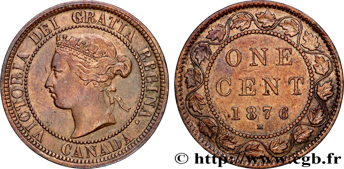 CANADA 1 Cent Victoria 1876 Heaton TTB 
