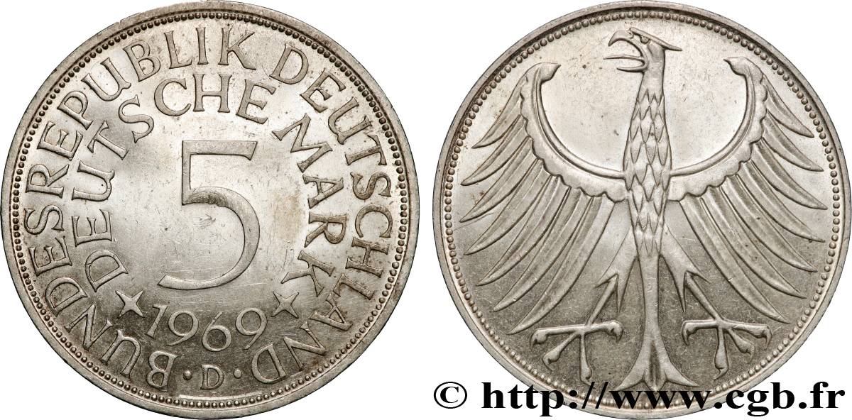 GERMANY 5 Mark aigle 1969 Munich AU 