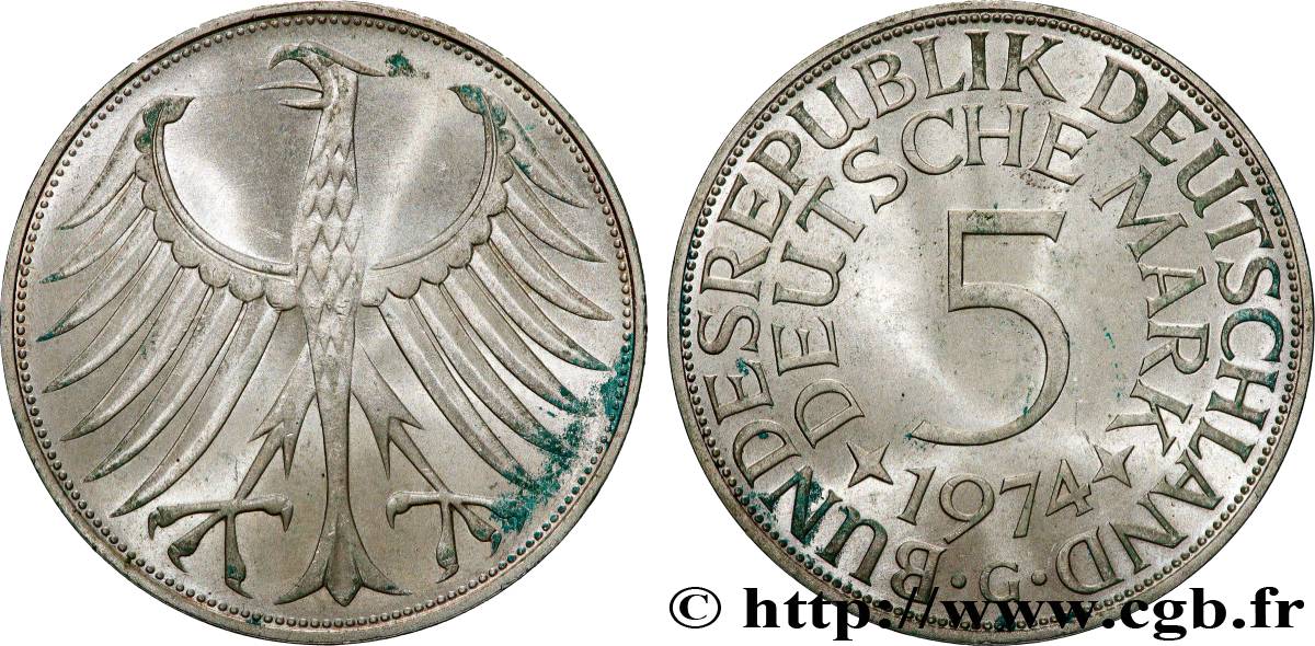 ALLEMAGNE 5 Mark aigle 1974 Karlsruhe- G SUP 